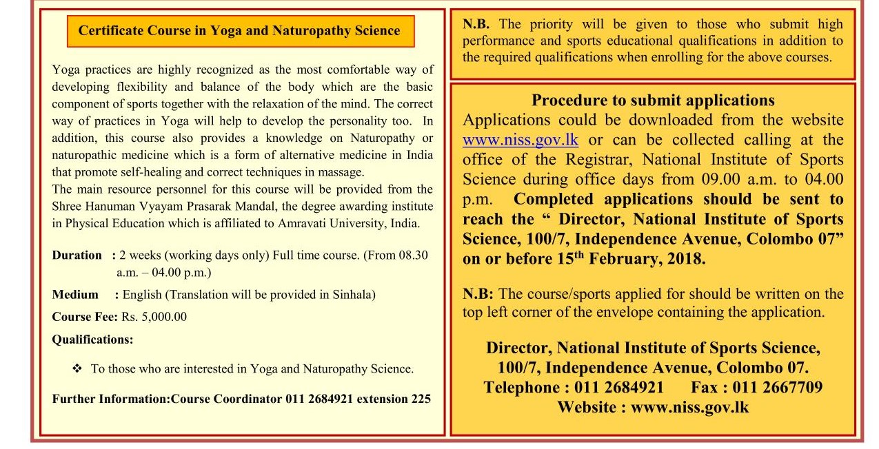 Sports Education Courses (2018) - National Institute of Sports Science